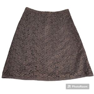 Context Petite Brown Knee Length Floral Lace Skirt Size 8P